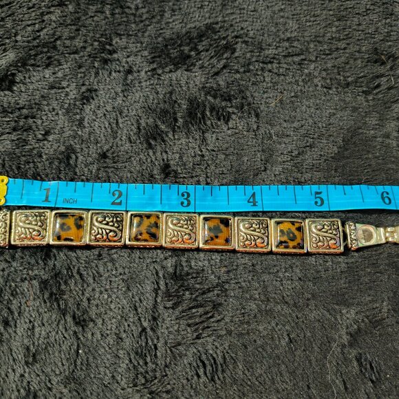 Silvertone and Leopard Print Bracelet (325) - Picture 2 of 4